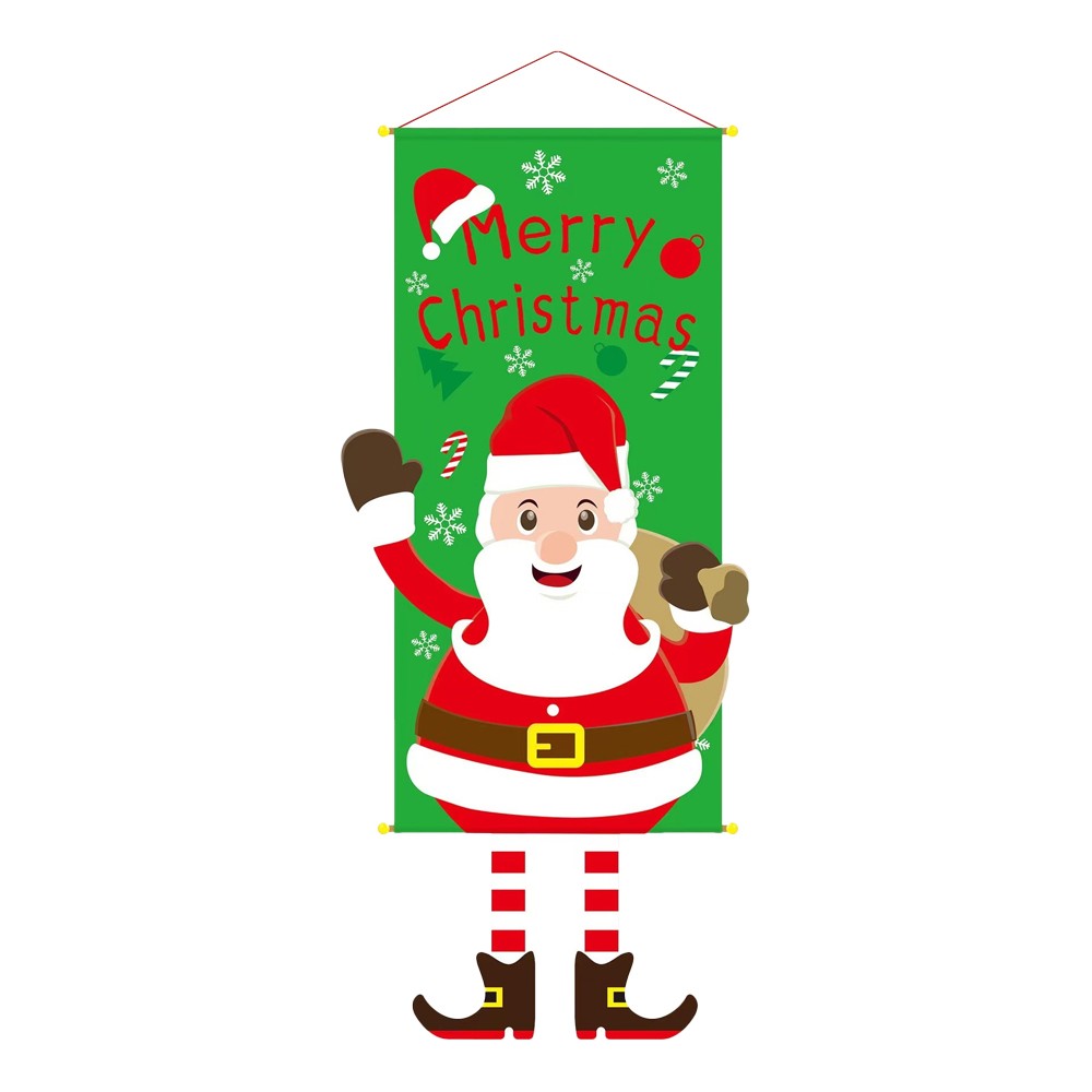 3 Set Merry Christmas Fabric Flag Xmas Door Porch Hanging Decoration