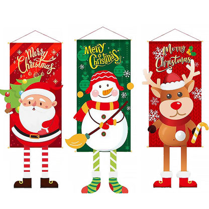 3 Set Merry Christmas Fabric Flag Xmas Door Porch Hanging Decoration