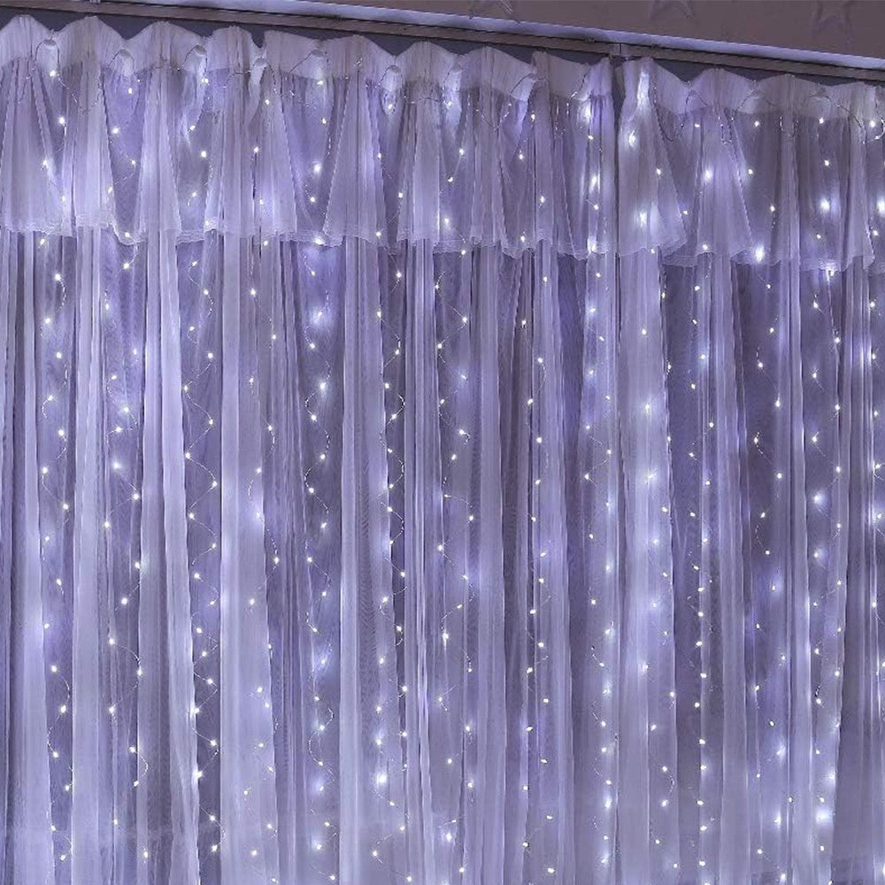 3M Christmas LED Curtain Lights Copper Wire Light String Curtain String Light - White Light