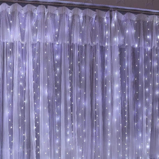 3M Christmas LED Curtain Lights Copper Wire Light String Curtain String Light - White Light