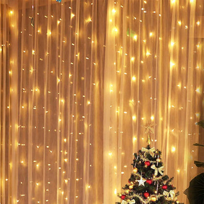 3M Christmas LED Curtain Lights Copper Wire Light String Curtain String Light - Warm Light