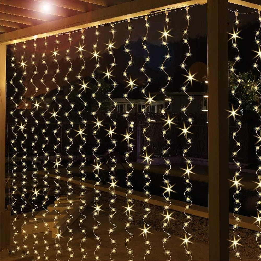3M Christmas LED Curtain Lights Copper Wire Light String Curtain String Light - Warm Light