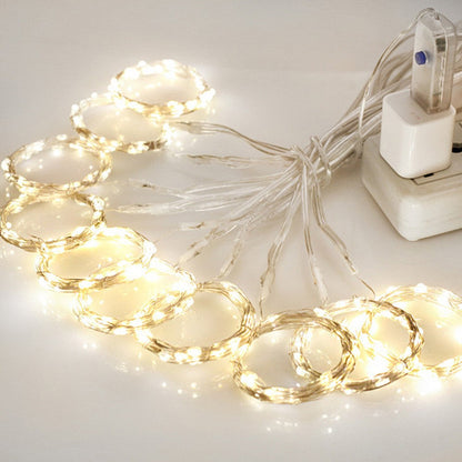 3M Christmas LED Curtain Lights Copper Wire Light String Curtain String Light - Warm Light