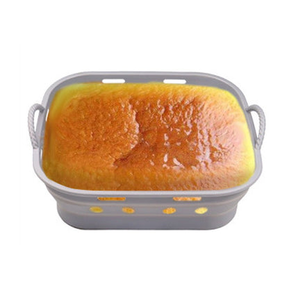 2Pcs Square Foldable Air Fryer Silicone Pot Reusable Air Fryer Liner Oven Baking Tray Pan - Grey+Red