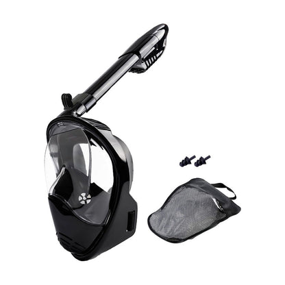 Full Face Snorkel Mask Set Anti-leak Diving Goggles with Camera Mount - Black