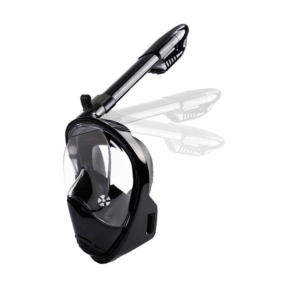 Full Face Snorkel Mask Set Anti-leak Diving Goggles with Camera Mount - Black