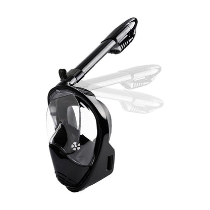 Full Face Snorkel Mask Set Anti-leak Diving Goggles with Camera Mount - Black