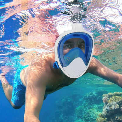 Full Face Snorkel Mask Set Anti-leak Diving Goggles with Camera Mount - Blue