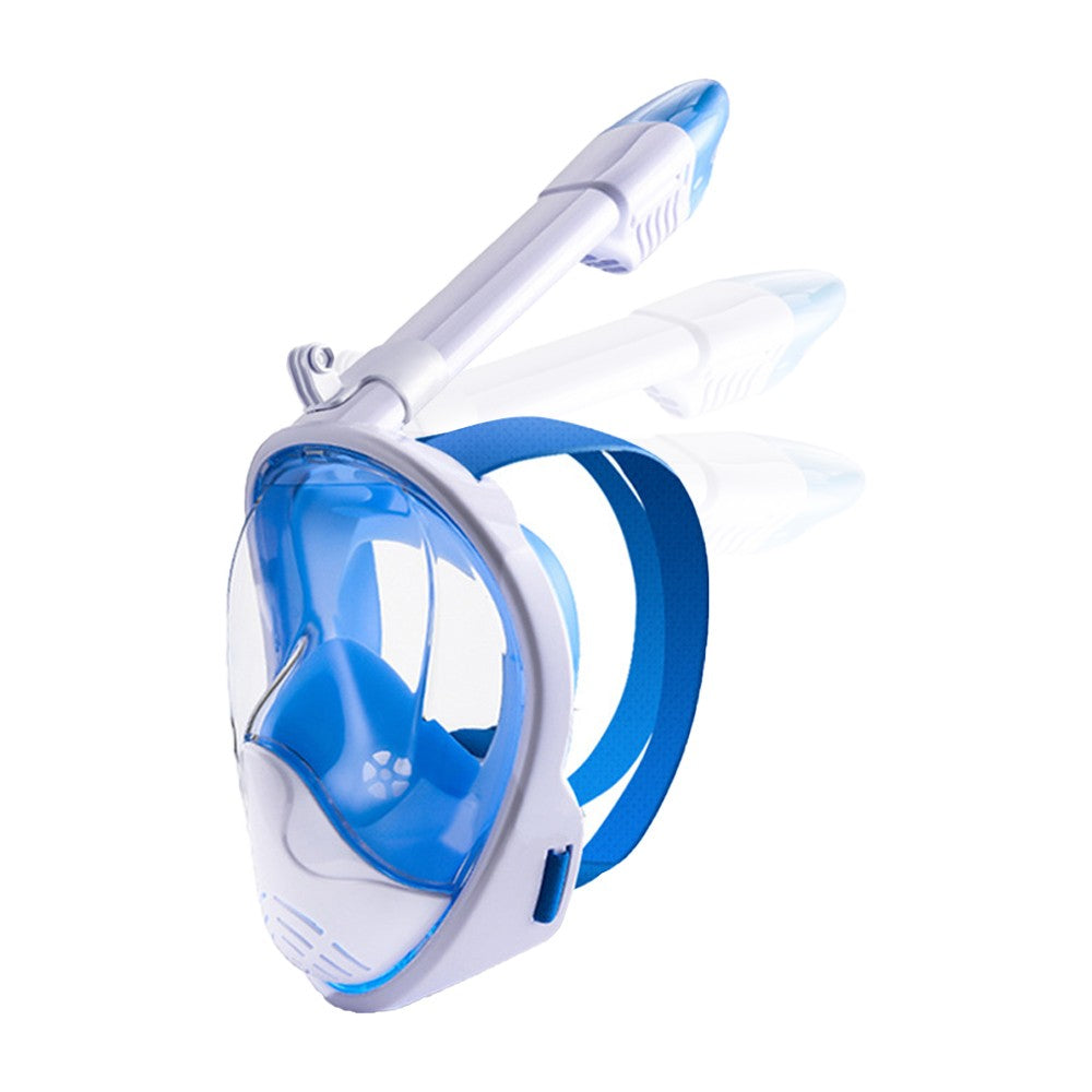 Full Face Snorkel Mask Set Anti-leak Diving Goggles with Camera Mount - Blue