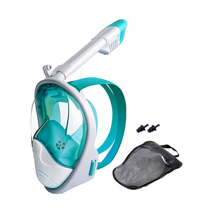 Full Face Snorkel Mask Set Anti-leak Diving Goggles with Camera Mount - Green