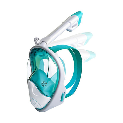 Full Face Snorkel Mask Set Anti-leak Diving Goggles with Camera Mount - Green