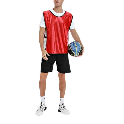 8-Piece Adult Scrimmage Training Vest Team Training Bibs Pinnies for Team Sports Games - Dark Blue+Red