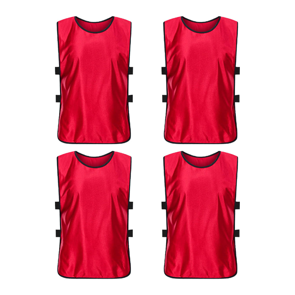 4Pcs Scrimmage Training Vest Team Sports Games Practice Jersey Red