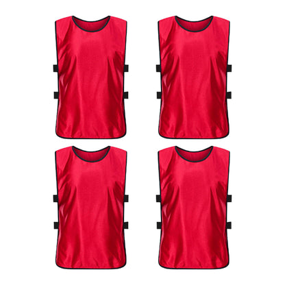 4Pcs Scrimmage Training Vest Team Sports Games Practice Jersey Red