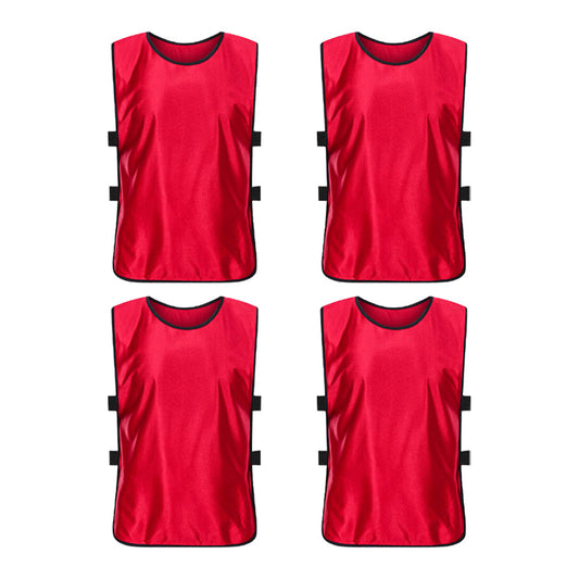 4Pcs Scrimmage Training Vest Team Sports Games Practice Jersey Red