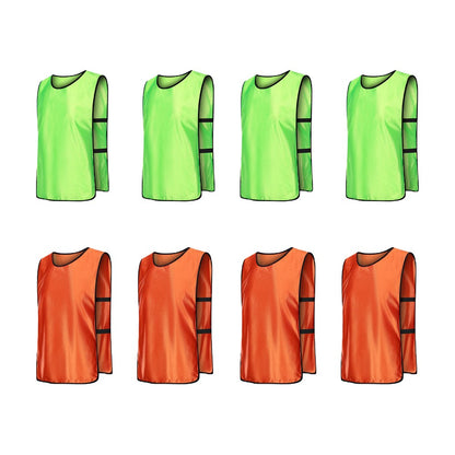 8-Piece Adult Scrimmage Training Vest Team Training Bibs Pinnies for Team Sports Games - Green+Orange
