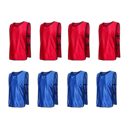 8-Piece Adult Scrimmage Training Vest Team Training Bibs Pinnies for Team Sports Games - Dark Blue+Red