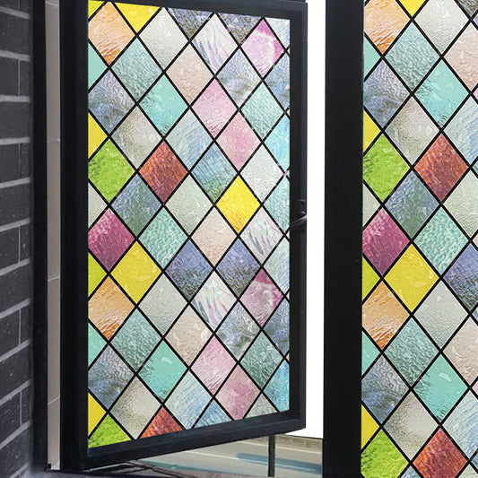 Static Cling Rainbow Lattice Glass Window Film Stained Window Sticker