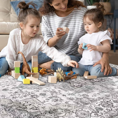 Bohemian Carpet Style Floor Mat Non-Slip Vintage Floor Protective Mat Grey