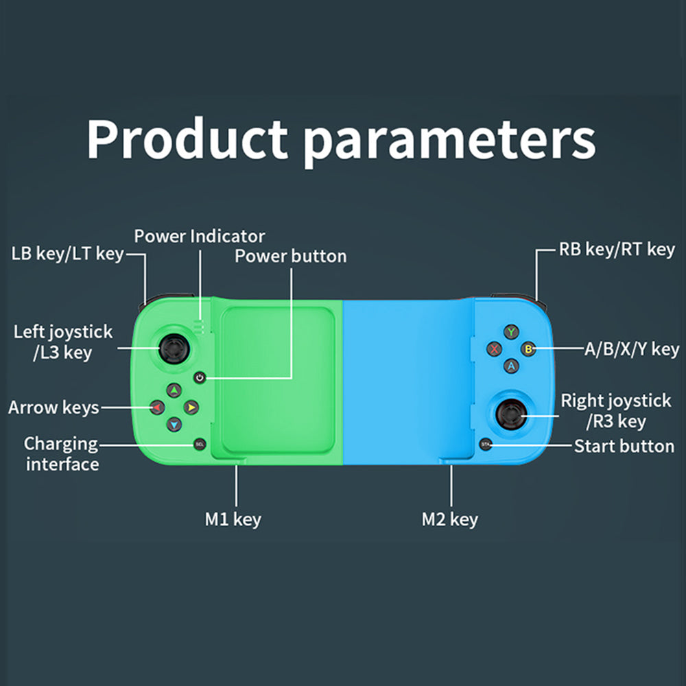 Bluetooth 5.0 Game Controller Wireless Mobile Phone Gamepad Blue and Green