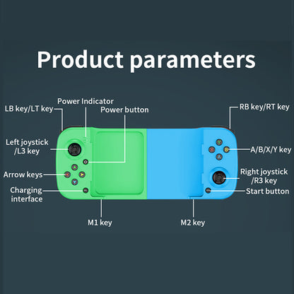 Bluetooth 5.0 Game Controller Wireless Mobile Phone Gamepad Blue and Green