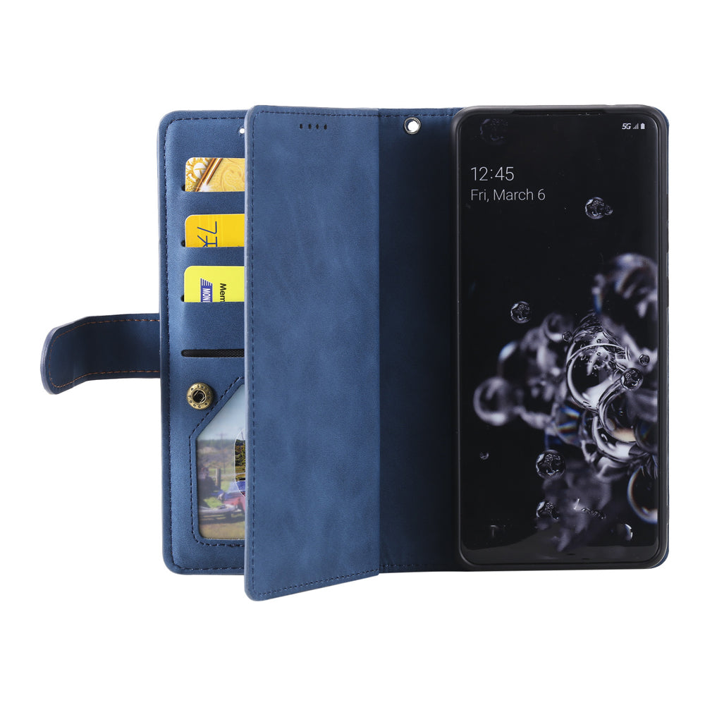 For iPhone 15 Series Case PU Leather iPhone Wallet Flip Cover Blue