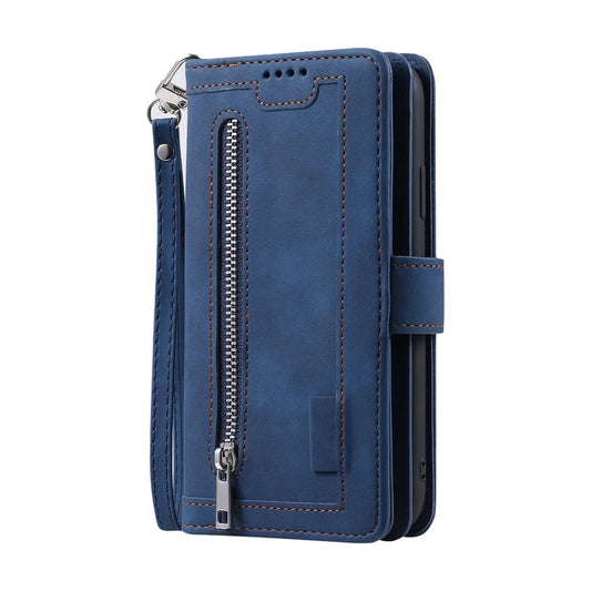 For iPhone 15 Series Case PU Leather iPhone Wallet Flip Cover Blue