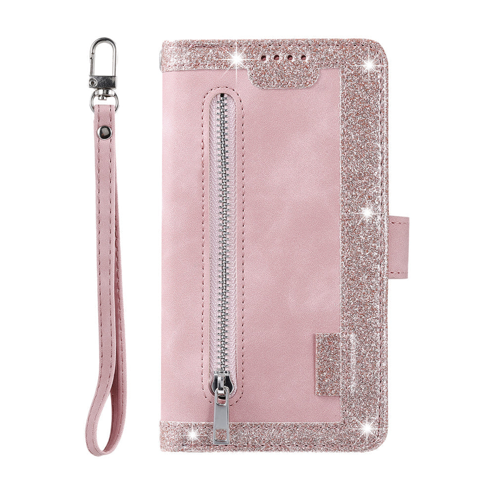 For iPhone 15 Series Case PU Leather iPhone Wallet Flip Cover Pink