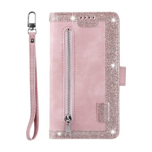 For iPhone 15 Series Case PU Leather iPhone Wallet Flip Cover Pink