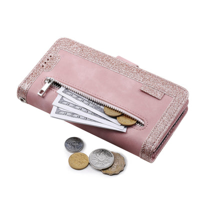 For iPhone 15 Series Case PU Leather iPhone Wallet Flip Cover Pink