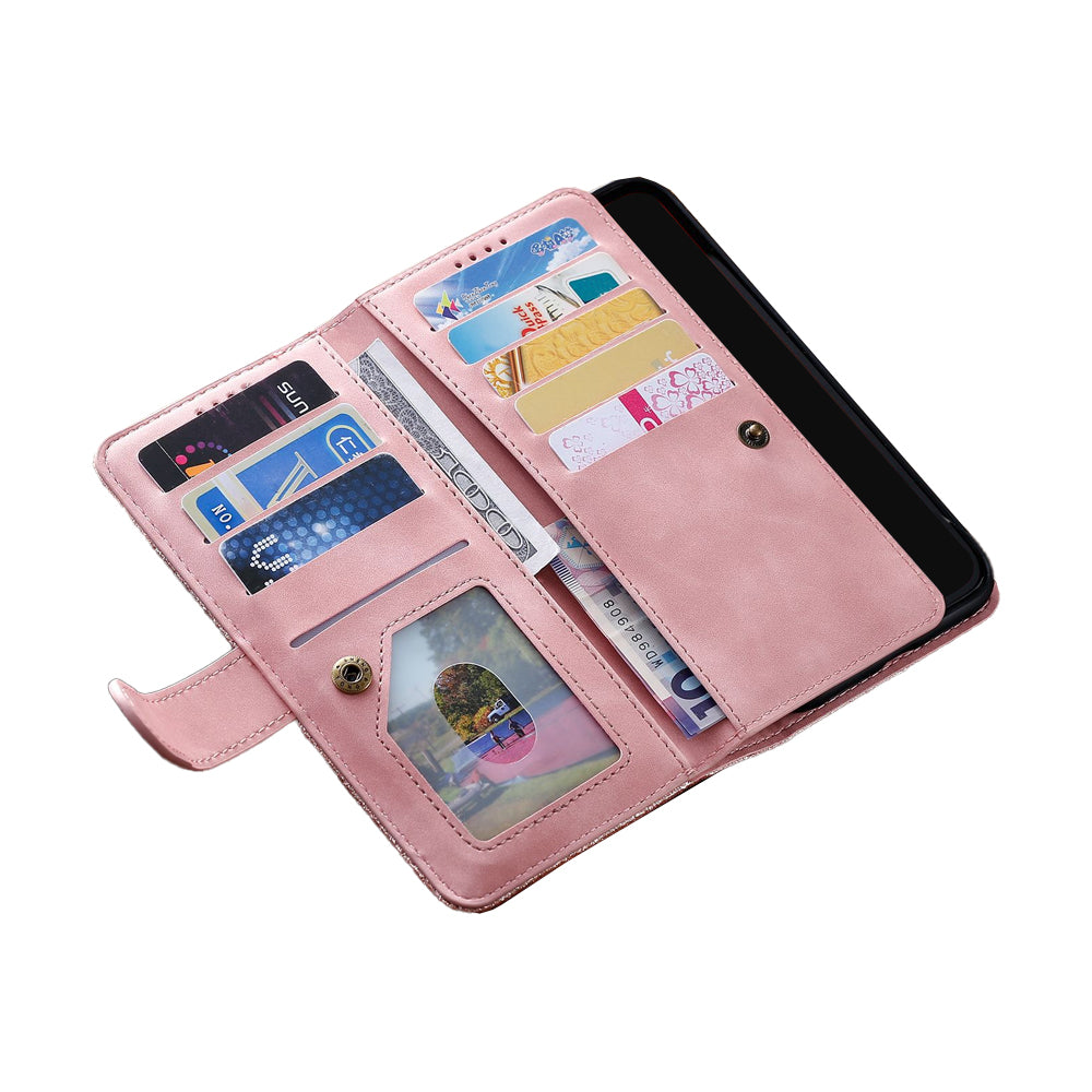 For iPhone 15 Series Case PU Leather iPhone Wallet Flip Cover Pink