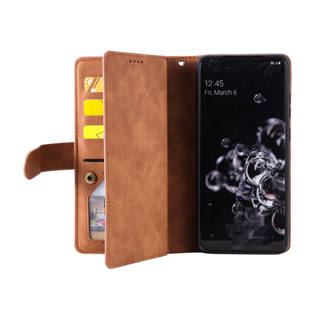 For iPhone 15 Series Case PU Leather iPhone Wallet Flip Cover Brown