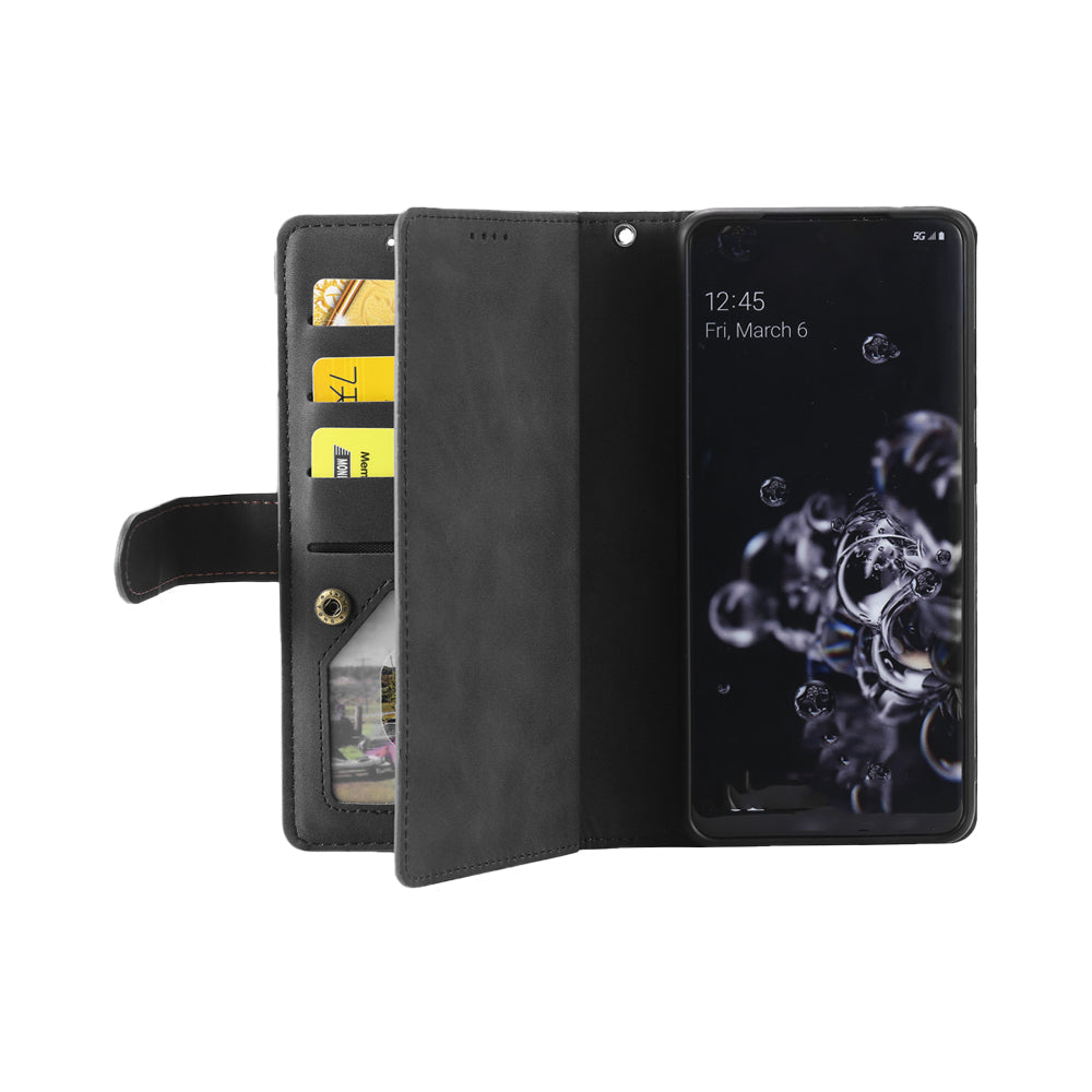 For iPhone 15 Series Case PU Leather iPhone Wallet Flip Cover Black