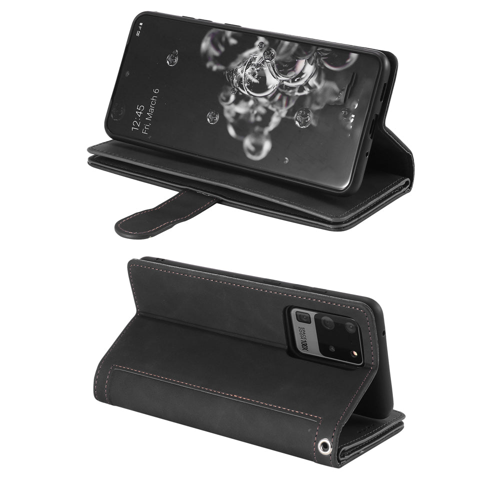 For iPhone 15 Series Case PU Leather iPhone Wallet Flip Cover Black