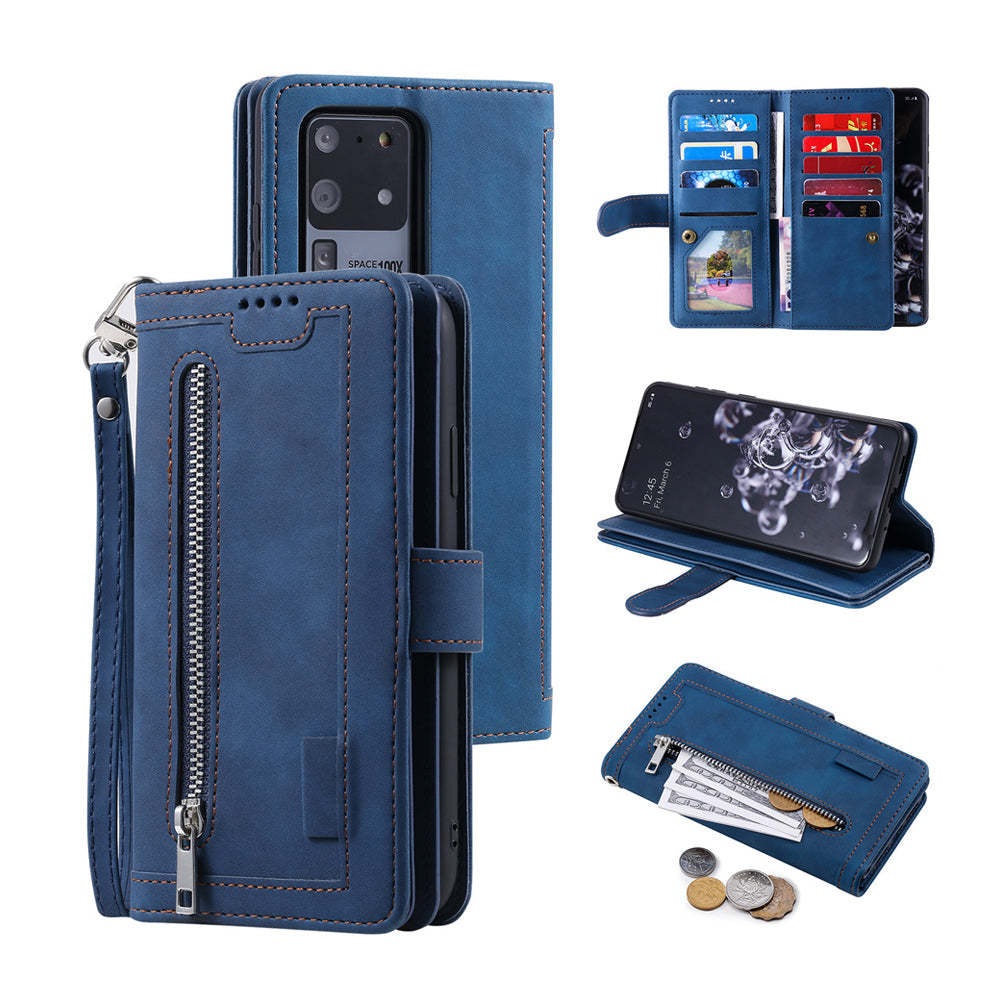 For iPhone 15 Series Case PU Leather iPhone Wallet Flip Cover Blue