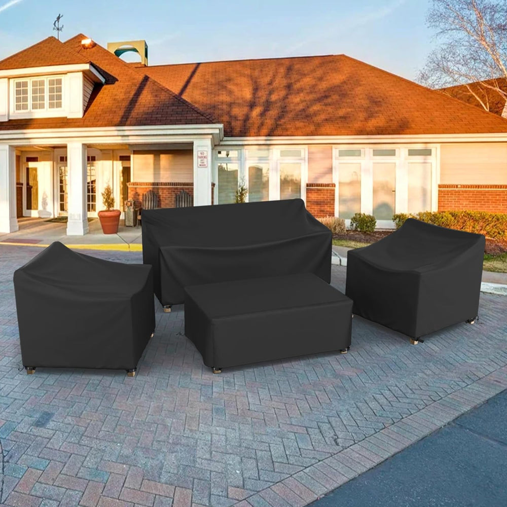 4-Piece Set Patio Furniture Covers Waterproof Outdoor Furniture Set UV-Resistant Patio Cover All-Weather Furniture Cover