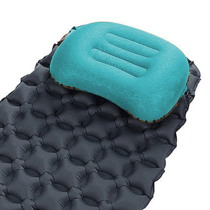 Portable Inflatable Pillow Outdoor Camping Travel Air Neck Pillow Hiking Pillow Blue
