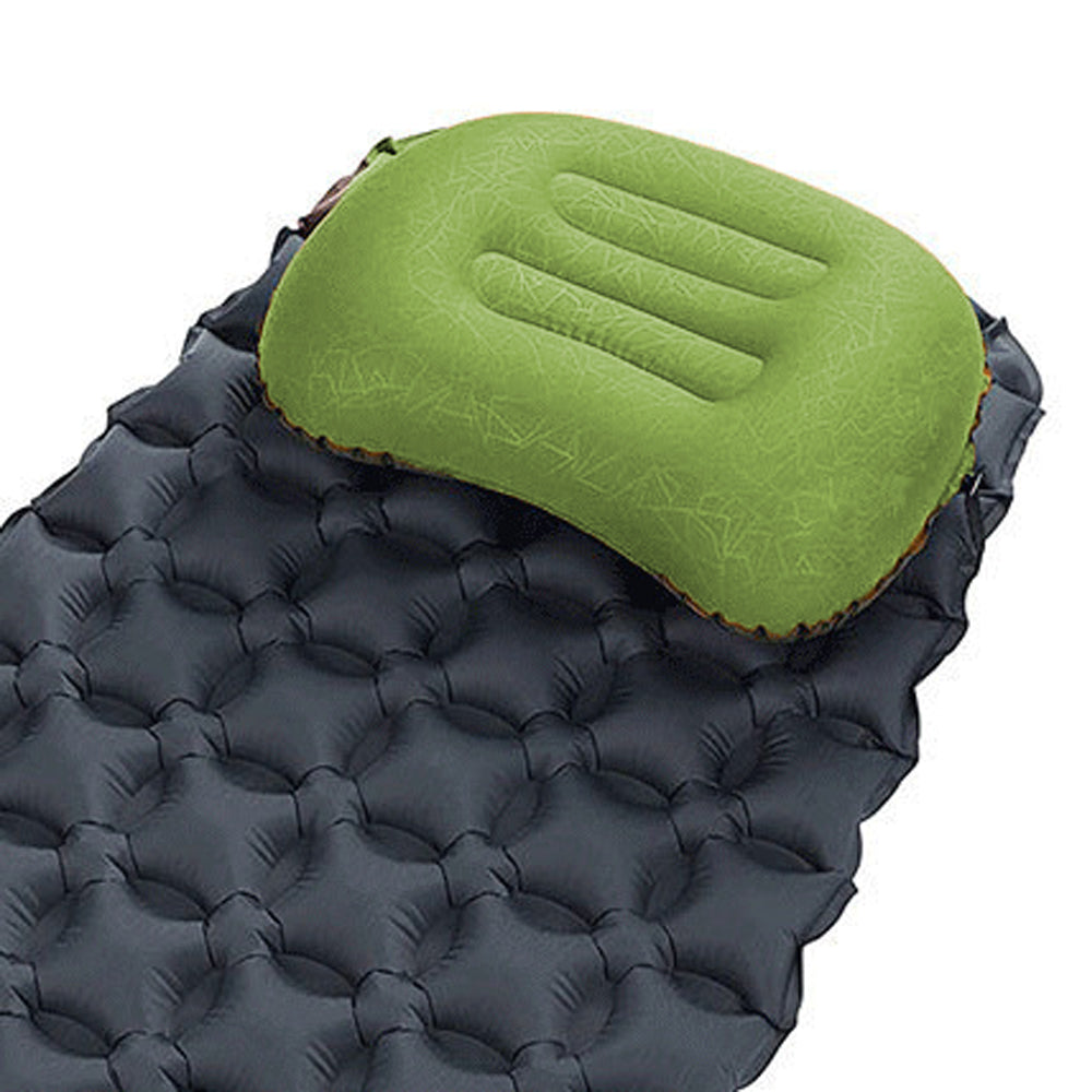 Portable Inflatable Pillow Outdoor Camping Travel Air Neck Pillow Hiking Pillow Green