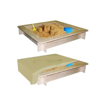 Square Sandbox Sandpit Cover Sandbox Canopy With Drawstring for Sandpit Toys Beige
