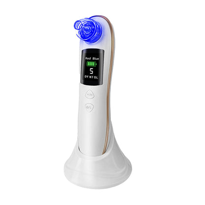 Electric Blackhead Remover Vacuum Face Pore Cleaner with 6 Suction Heads White