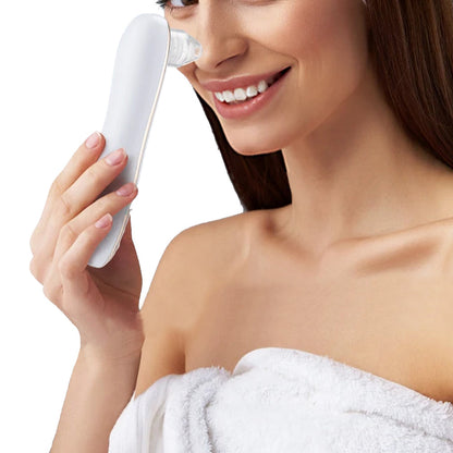 Electric Blackhead Remover Vacuum Face Pore Cleaner with 6 Suction Heads White