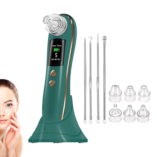 Electric Blackhead Remover Vacuum Face Pore Cleaner with 6 Suction Heads Green