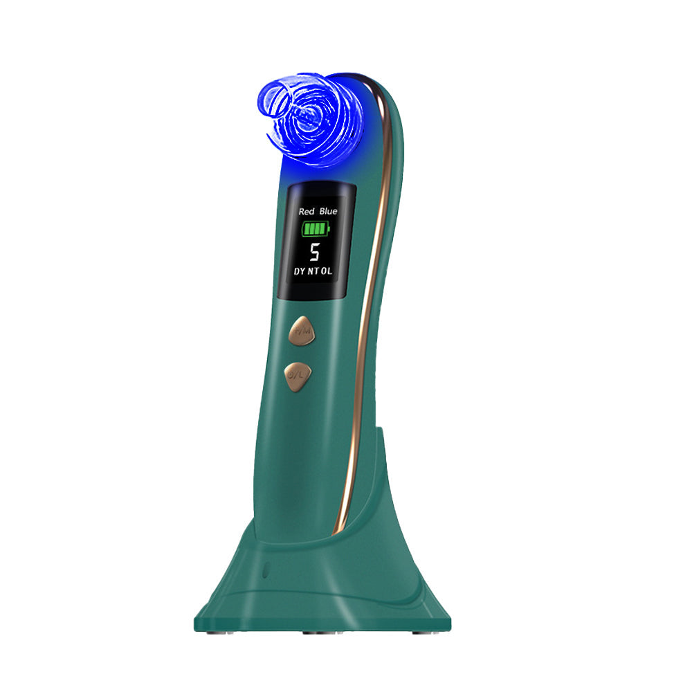 Electric Blackhead Remover Vacuum Face Pore Cleaner with 6 Suction Heads Green