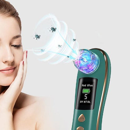 Electric Blackhead Remover Vacuum Face Pore Cleaner with 6 Suction Heads Green
