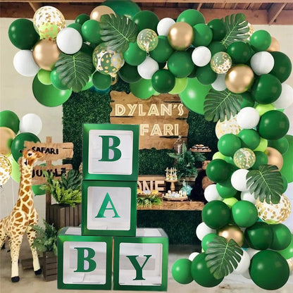 2 Sets of 4 Clear Christmas Balloon Boxes with 26 Letters from A to Z-Green+Red