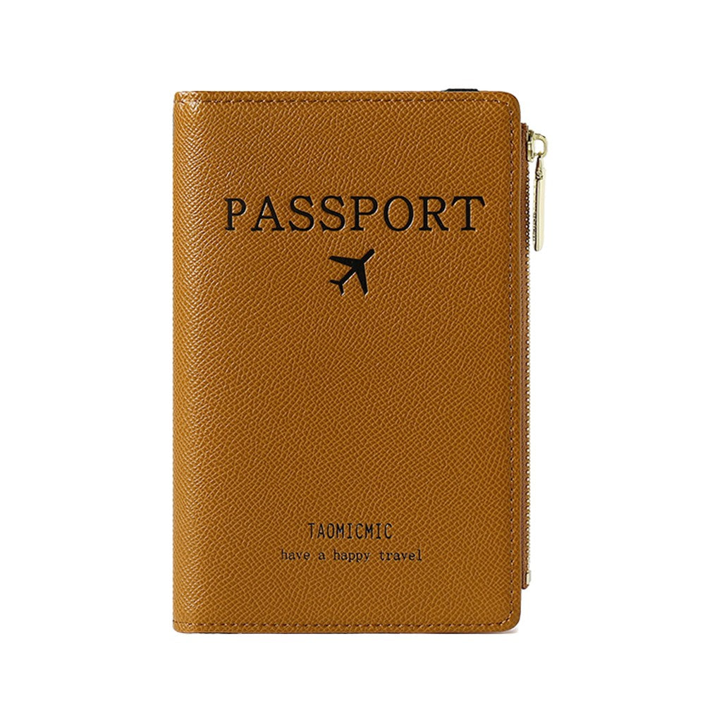 RFID Blocking Passport Holder Card Holder Travel Wallet Brown