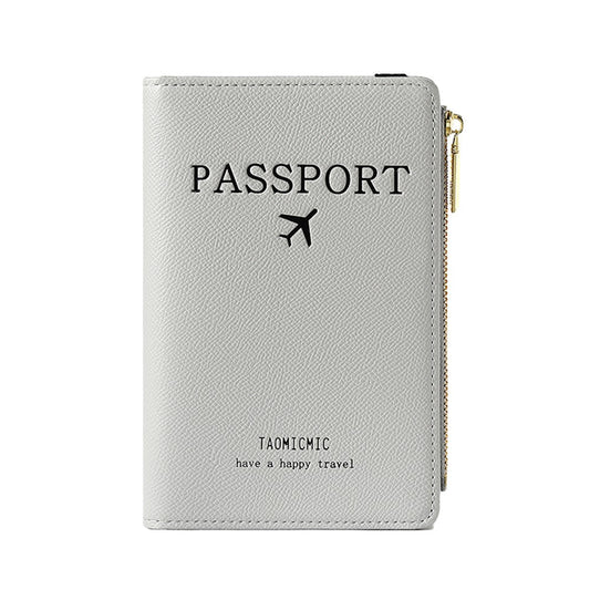 RFID Blocking Passport Holder Card Holder Travel Wallet Gray