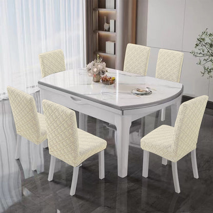 2Pcs Jacquard Dining Chair Cover Stretch Chair Protector Cover Beige