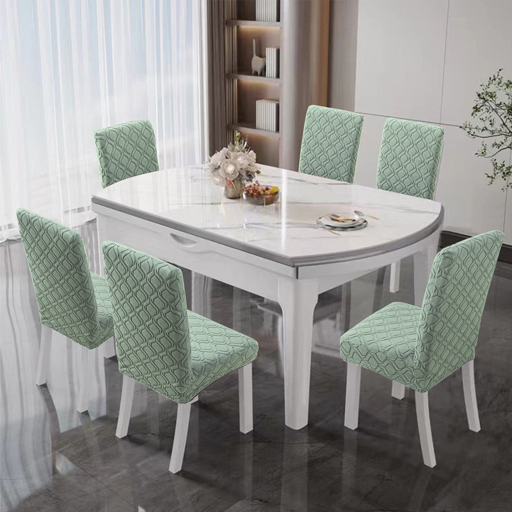 2Pcs Jacquard Dining Chair Cover Stretch Chair Protector Cover Green