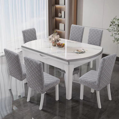 2Pcs Jacquard Dining Chair Cover Stretch Chair Protector Cover Grey